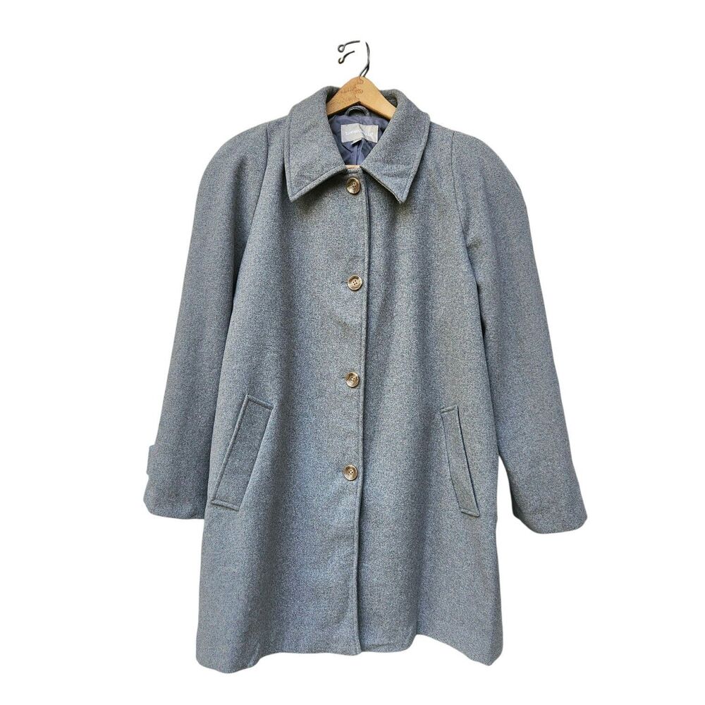 Woman Within Gray Collared Wool Blend Coat Size 20W Classic City Preppy Career
